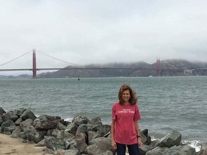 Suzanne at Golden gate bridge,