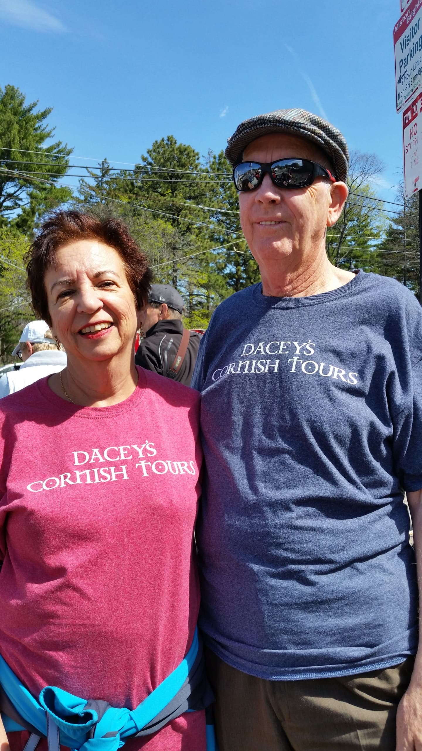 Raquel & Geoffrey, watching the Boston marathon