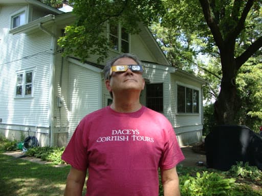 Ken Branson looking at the solar eclipse in St. Louis Mo