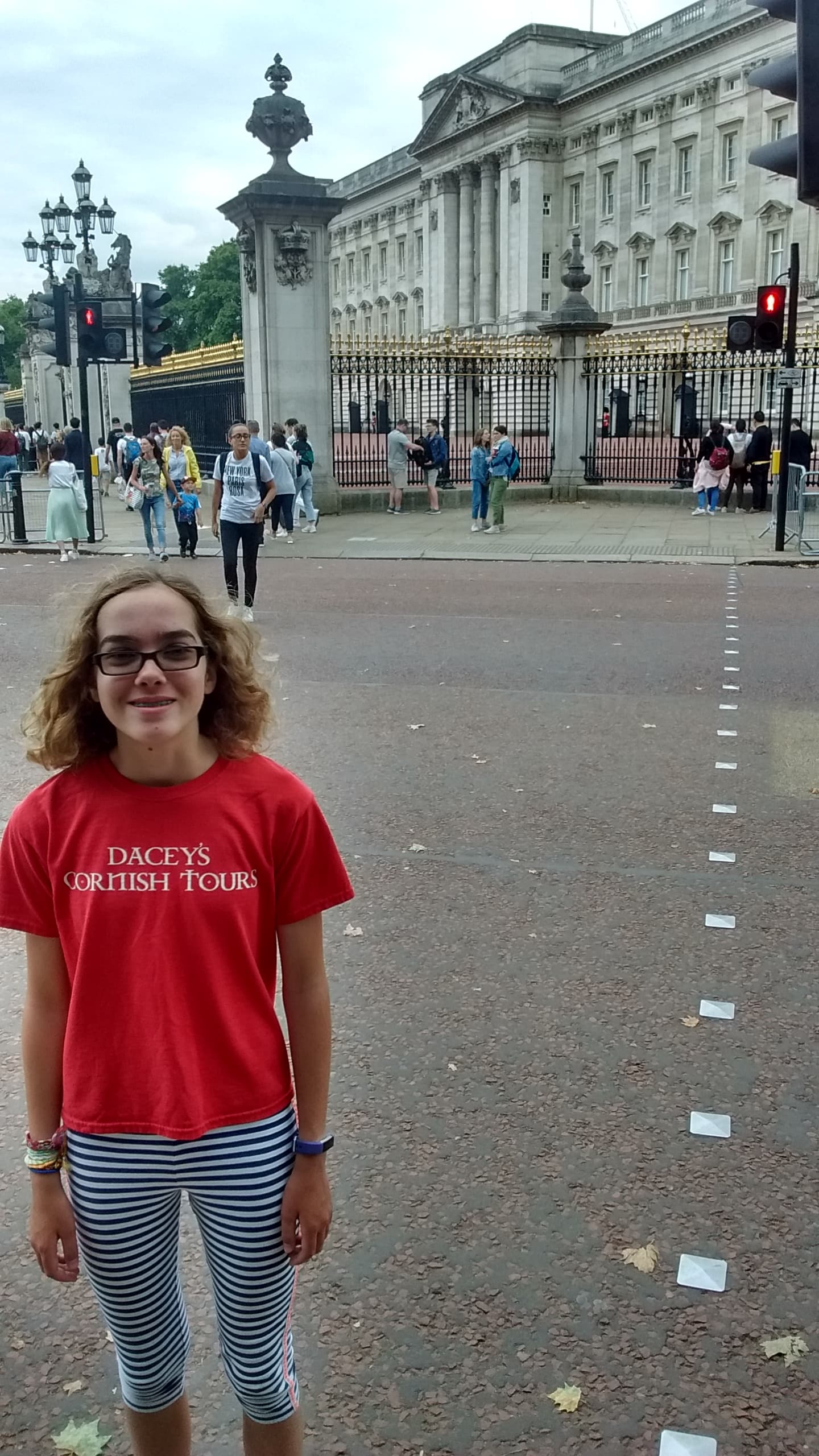 Sophie, standing outside Buckingham Palace,London England