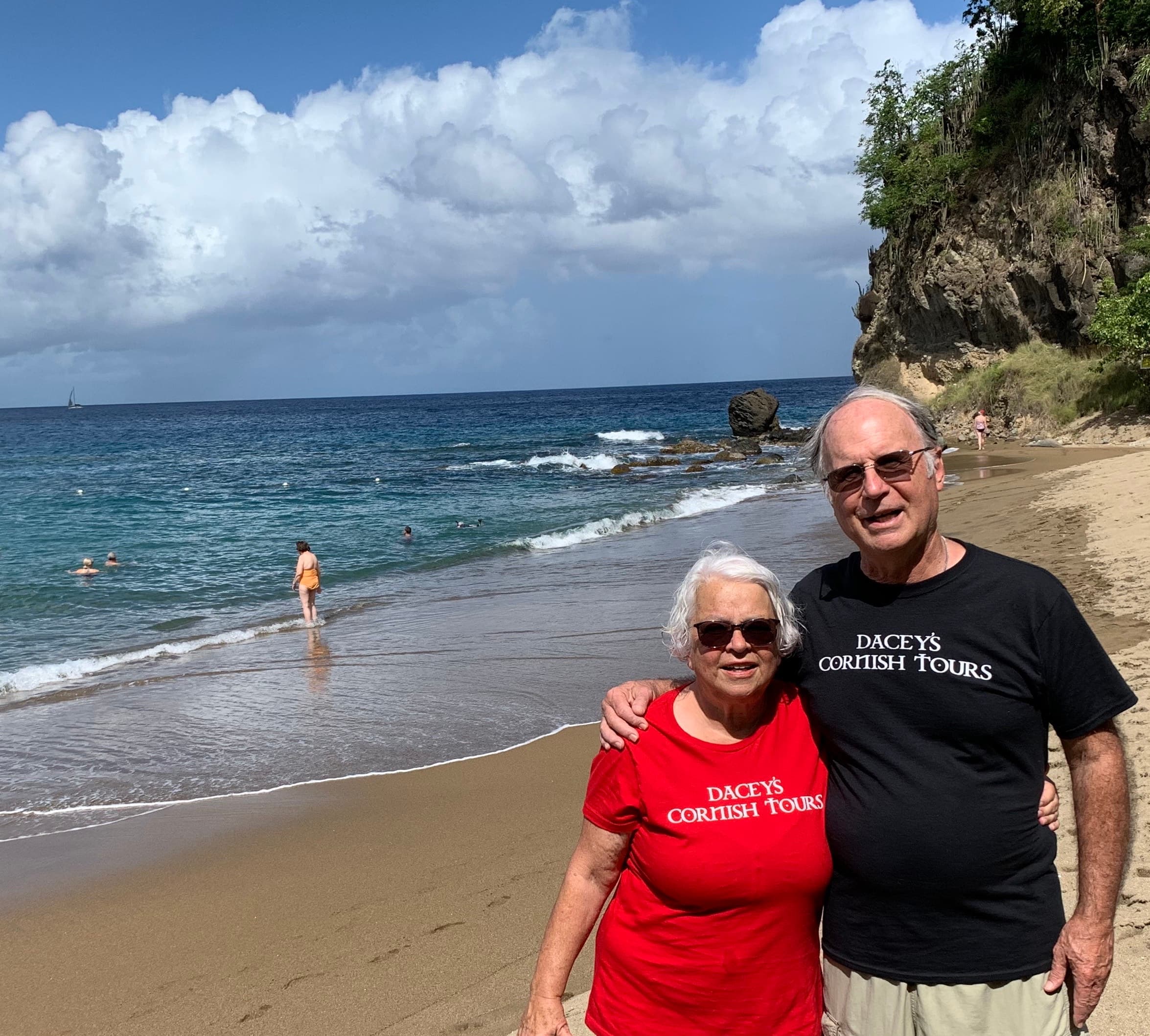 Joan & Bob, the beach St Lucia Caribbean