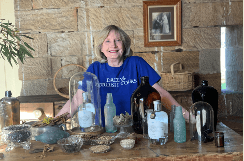 Kelsey, enjoying a sample of whiskey Shene Distillery, Tasmania