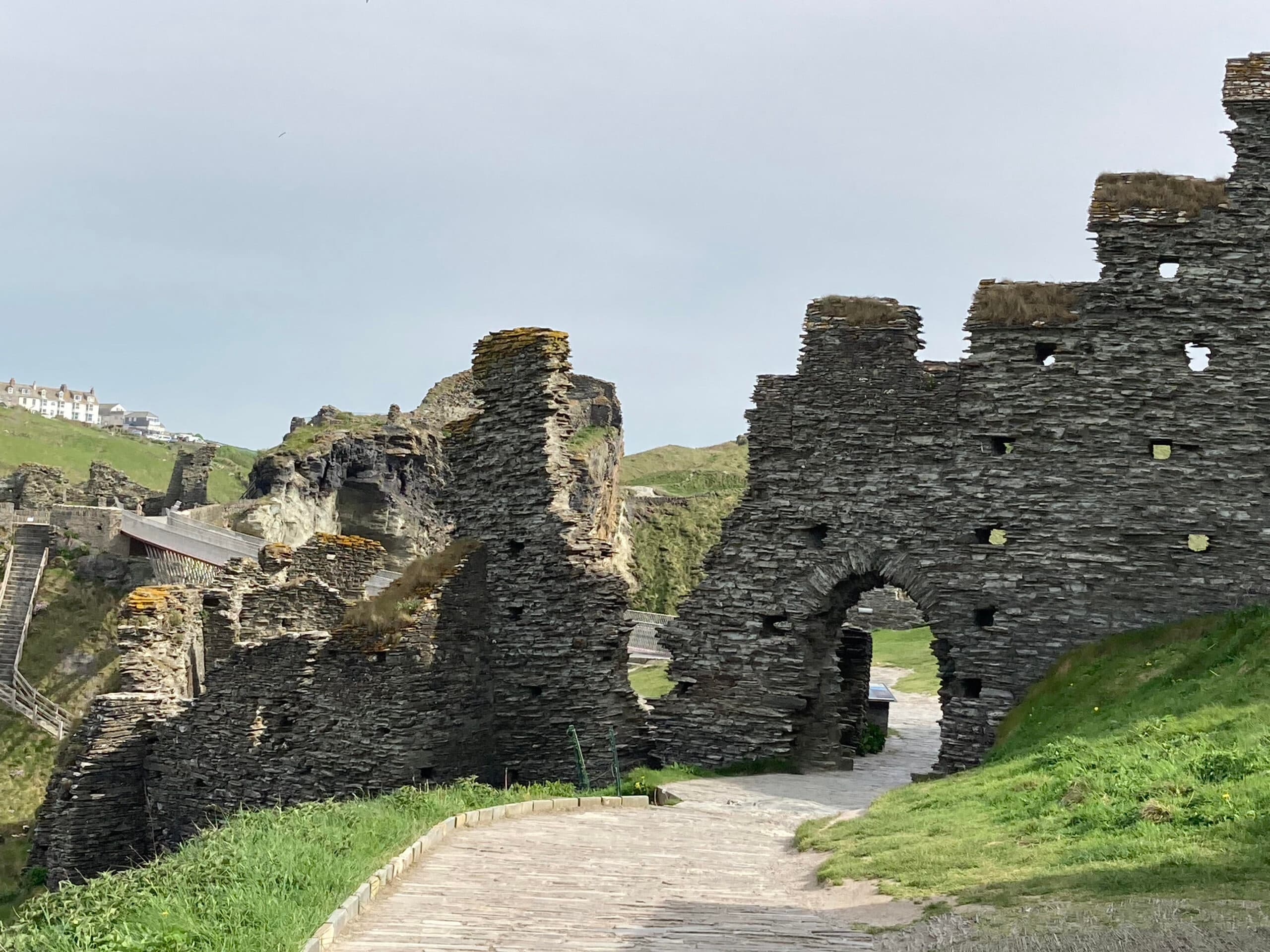 The ruins of Tintagel Castle on the north Cornish coast