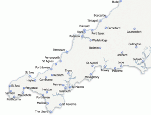 Dacey's Cornish Tours Cornwall Map
