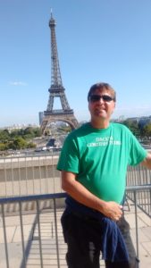 Dacey's Cornish toursDavid, standing at the Eiffel Tower France.
