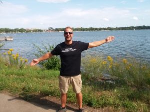Dacey's Cornish toursLiam, enjoying Bde maka ska lake Minnesota.