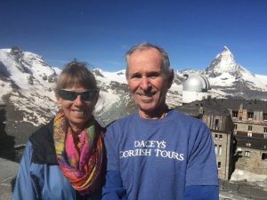 Dacey's Cornish toursRichard & Joan relaxing in Zermatt. Switzerland.