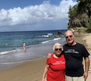 Dacey's Cornish toursJoan & Bob, the beach St Lucia Caribbean