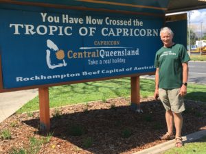 Dacey's Cornish toursJohn, standing at the the Tropic of Capricorn Australia