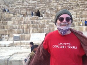 Dacey's Cornish tours Rod, at the Pyramids Egypt
