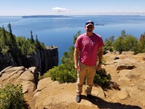 Dacey's Cornish tours Pete, hiking the Sleeping Giant, Ontario Canada