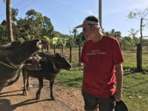 Dacey's Cornish tours Rod, visiting Cambodia