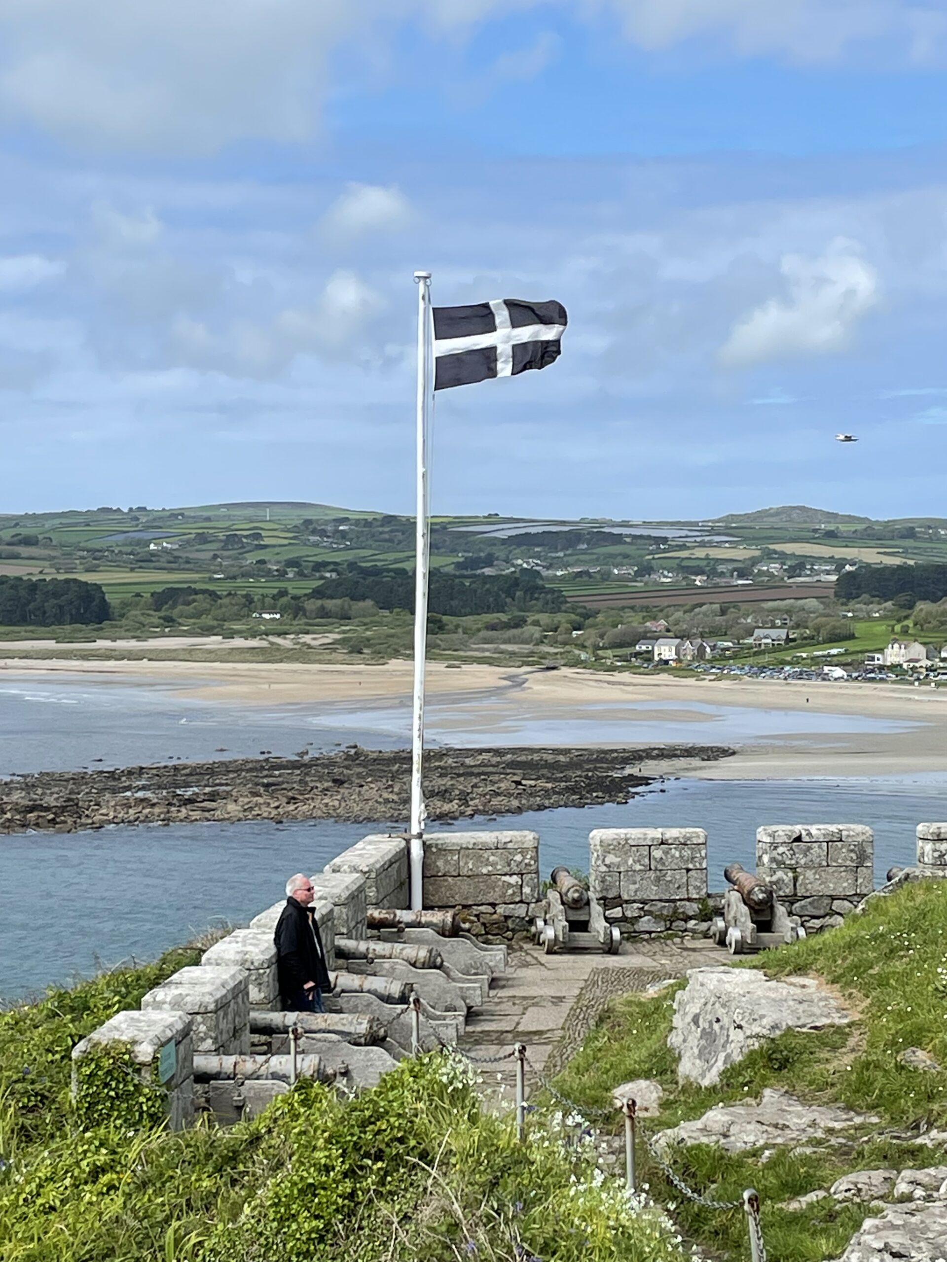 St Michaels Mount Cornwall Cornish flag flying